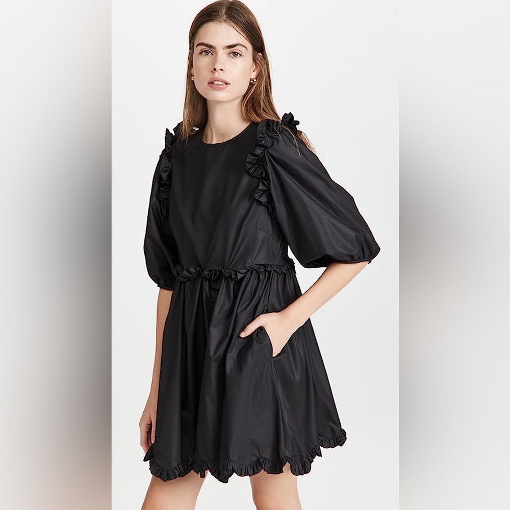 En Saison Poplin Scallop Detail Mini Dress
